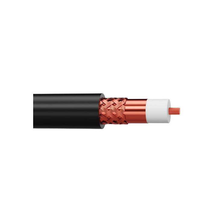 HF257 Câble coaxial 50 Ohms faible perte noir Ø 7.3 mm (mini 20m)