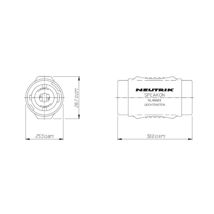 NL4MMX Adaptateur prolongateur SpeakON 4 avec verrouillage