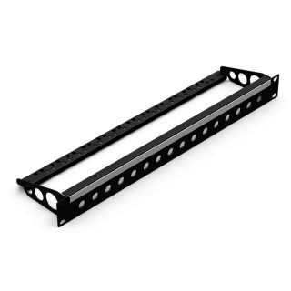 Face 19" 1U noire 16 trous BNC + porte-câble + porte-étiquette