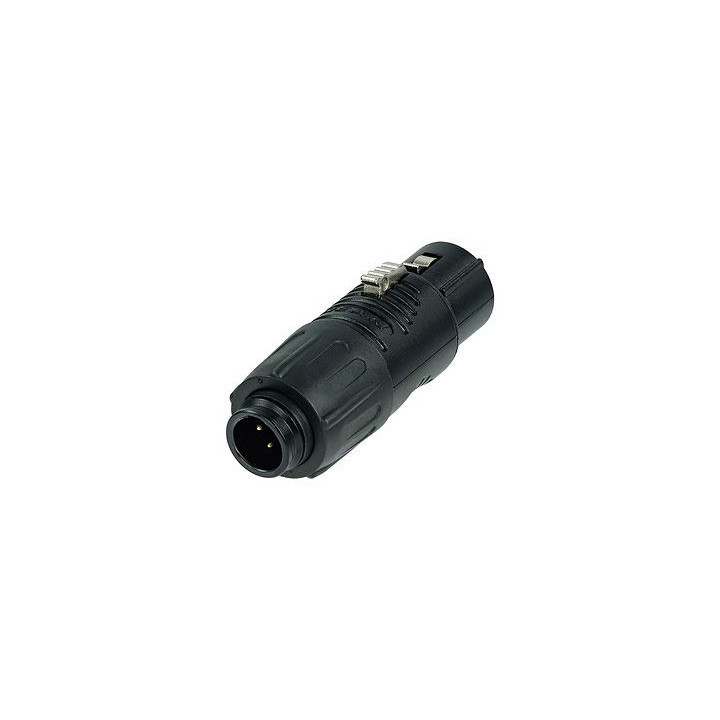 RA3FT-B Adaptateur Mini XLR 3 mâle/XLR 3 femelle corps noir métal