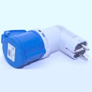Adaptateur coudé CEE17 16A femelle mono/16A NF mâle