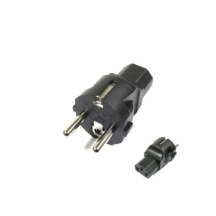 Adaptateur secteur 10A IEC C13 femelle/CEE7/7 mâle 